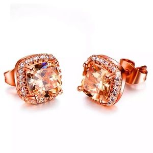 18K Rose Gold Filled Champagne Topaz Earrings